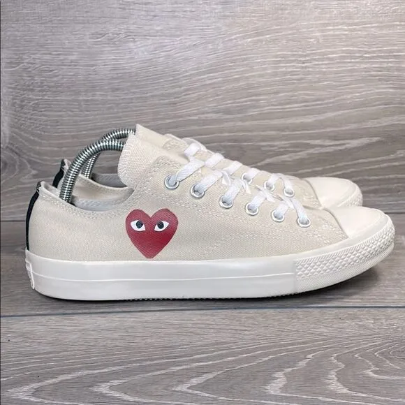 Converse Comme des Garçons Play Women’s Sz 10 Single Heart Chuck Cream Sneakers