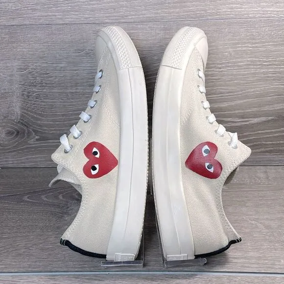 Converse Comme des Garçons Play Women’s Sz 10 Single Heart Chuck Cream Sneakers