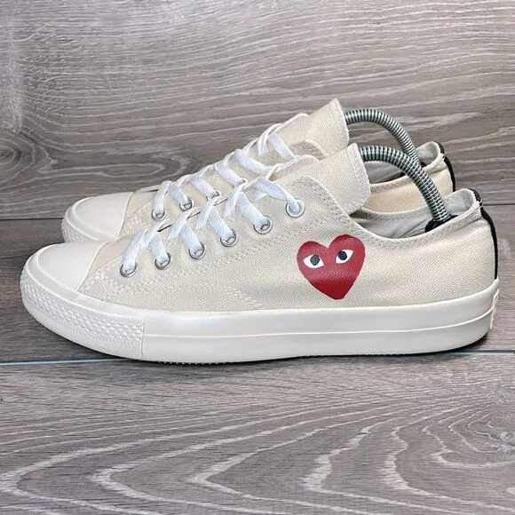 Converse Comme des Garçons Play Women’s Sz 10 Single Heart Chuck Cream Sneakers