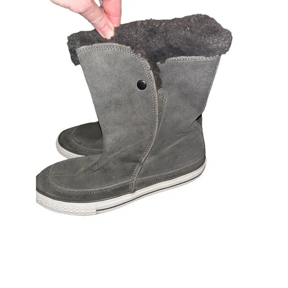 Converse Dark Gray Suede Women's 8 EU39 Folding Boots EUC- RARE- Foldable