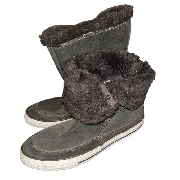 Converse Dark Gray Suede Women's 8 EU39 Folding Boots EUC- RARE- Foldable