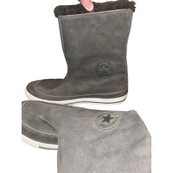 Converse Dark Gray Suede Women's 8 EU39 Folding Boots EUC- RARE- Foldable