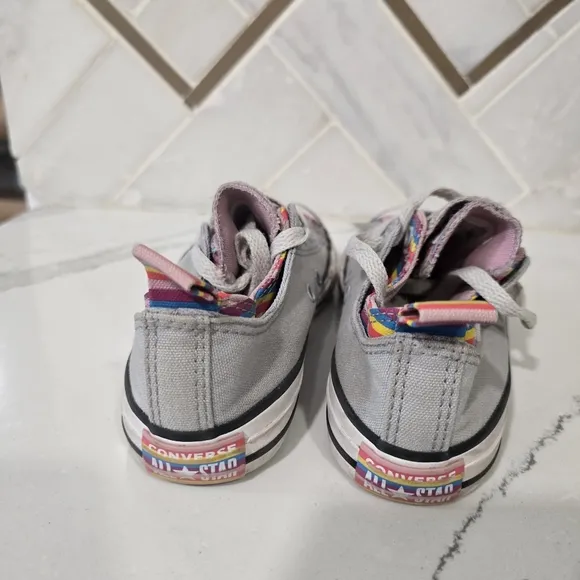 Converse rainbow double tounge shoes youth size 2. Grey rainbow low top sneakers