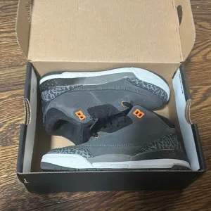 COPY - Gray and Black Jordan 3s kids Sneakers with Orange Accents