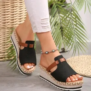COPY - Summer New One-Piece Open Toe Fashion Women Wedge Thick-Soled Slippers