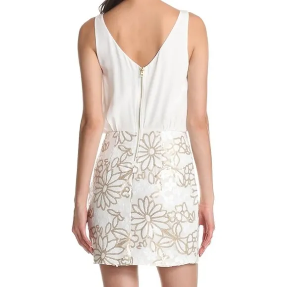 Cream Silk and Sequins Dress