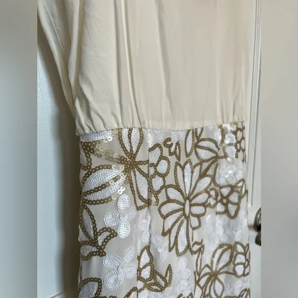 Cream Silk and Sequins Dress