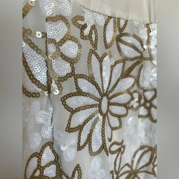 Cream Silk and Sequins Dress