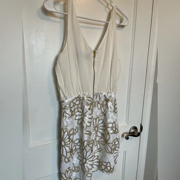 Cream Silk and Sequins Dress