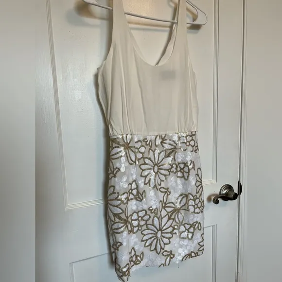 Cream Silk and Sequins Dress