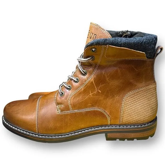 Crevo Mens Chestnut Brown Leather Chukka Hammersmith Ankle Boots Size 13 Lace-Up