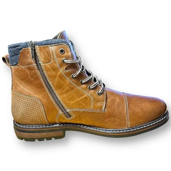 Crevo Mens Chestnut Brown Leather Chukka Hammersmith Ankle Boots Size 13 Lace-Up