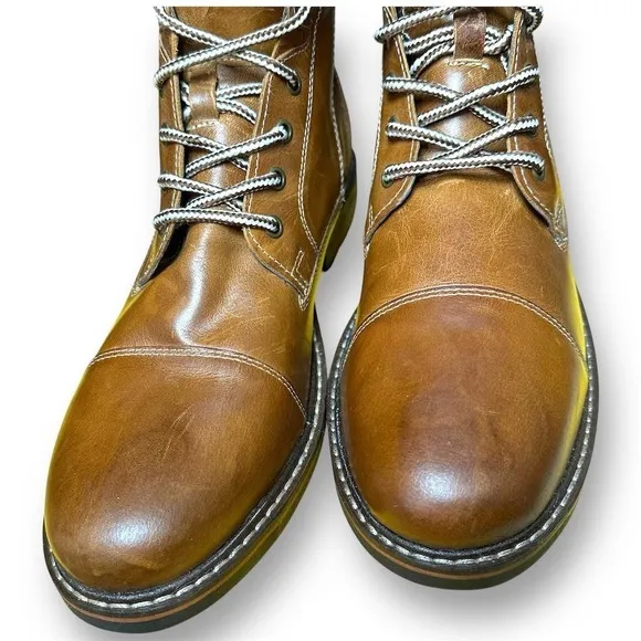 Crevo Mens Chestnut Brown Leather Chukka Hammersmith Ankle Boots Size 13 Lace-Up