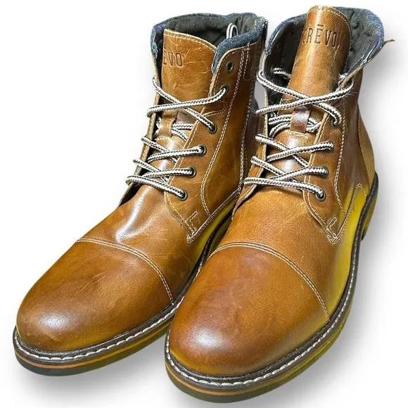 Crevo Mens Chestnut Brown Leather Chukka Hammersmith Ankle Boots Size 13 Lace-Up