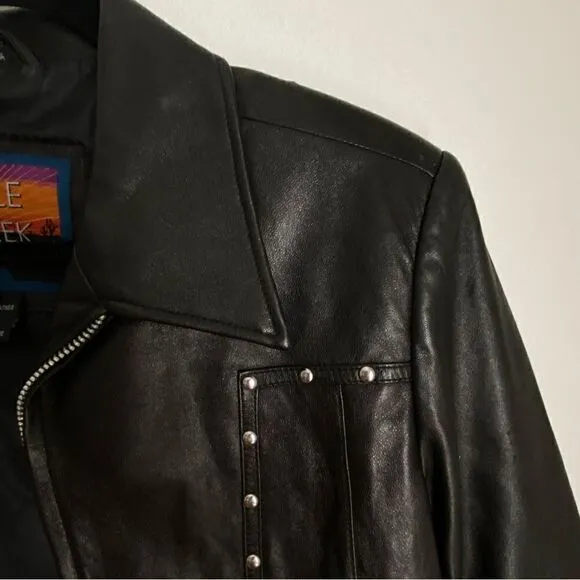 CrippleCreek Black Leather Jacket Women’s Moto Grunge BikerCore Riding Medium