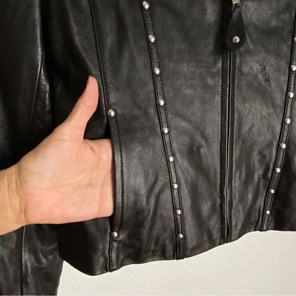 CrippleCreek Black Leather Jacket Women’s Moto Grunge BikerCore Riding Medium