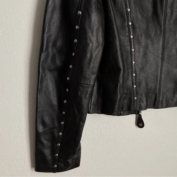 CrippleCreek Black Leather Jacket Women’s Moto Grunge BikerCore Riding Medium