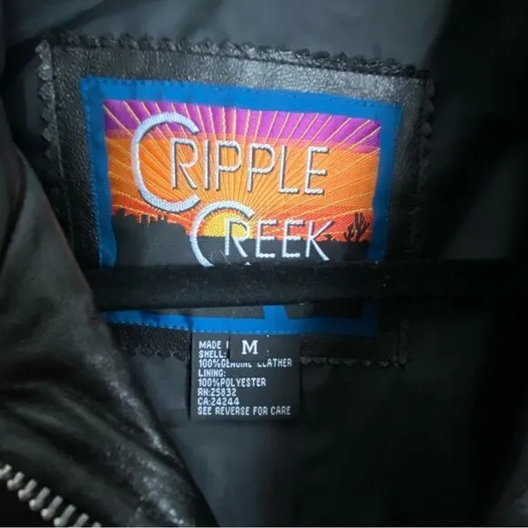 CrippleCreek Black Leather Jacket Women’s Moto Grunge BikerCore Riding Medium