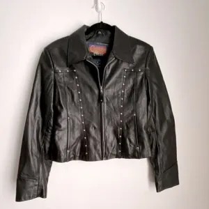 CrippleCreek Black Leather Jacket Women’s Moto Grunge BikerCore Riding Medium
