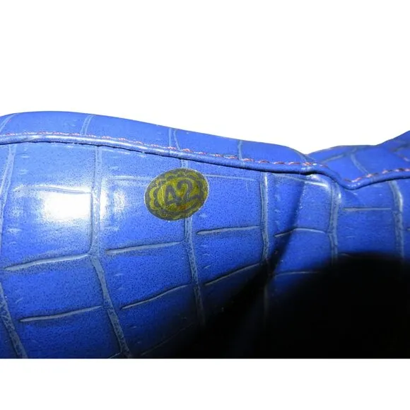 Croc Alligator Embossed Cobalt Blue Vegan Leather Jumper Hiking Boots 42 or 8.5
