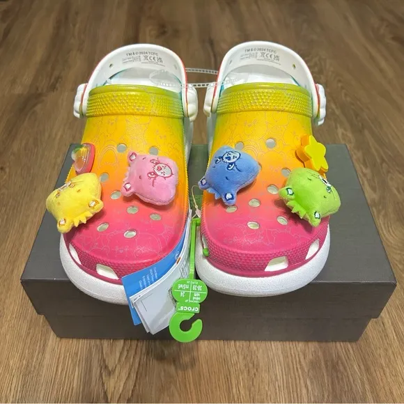 CROCS Care Bears x Wmns Crush Clog 'Rainbow' platform clogs mules sandals sz8