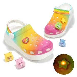 CROCS Care Bears x Wmns Crush Clog 'Rainbow' platform clogs mules sandals sz8