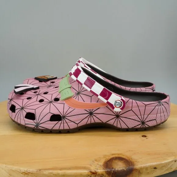 Crocs Classic Clogs Demon Slayer Nezuko Men's Size 12 Shoes Pink Casual Slippers
