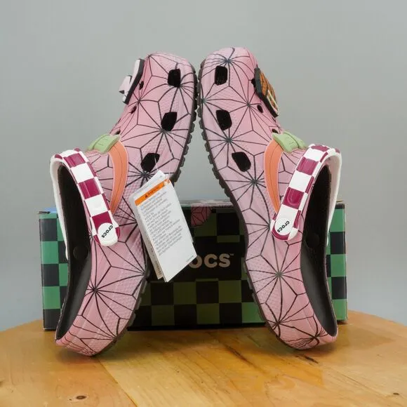 Crocs Classic Clogs Demon Slayer Nezuko Men's Size 12 Shoes Pink Casual Slippers