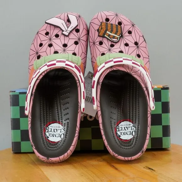 Crocs Classic Clogs Demon Slayer Nezuko Men's Size 12 Shoes Pink Casual Slippers