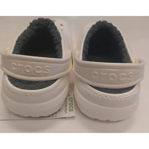 CROCS Classic Lined Clog K Lightweight Slip On Clogs Kids Size J1 Shoes White