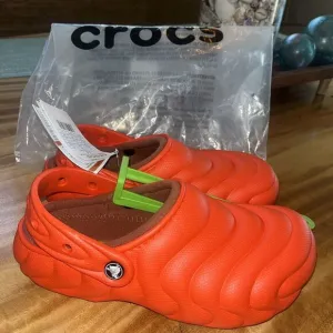 Crocs CLASSIC LINED‎ OVERPUFF CLOGS🔥New Crocs Lava Orange Sandals Shoes Sliden