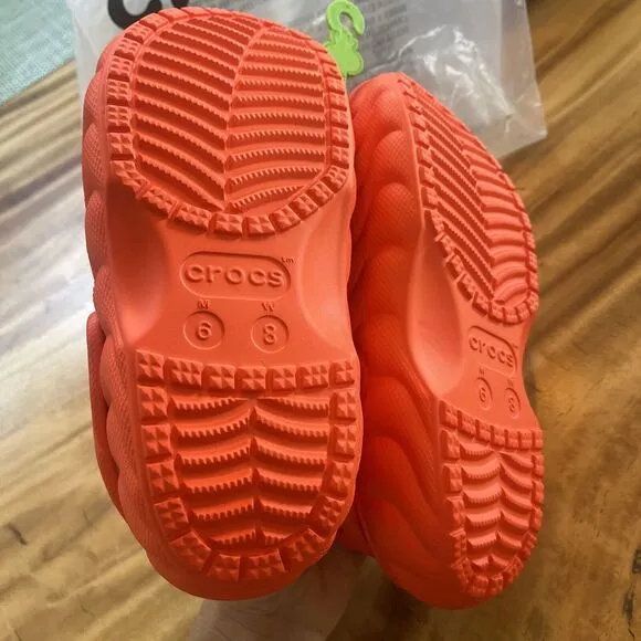 Crocs CLASSIC LINED‎ OVERPUFF CLOGS🔥New Crocs Lava Orange Sandals Shoes Sliden