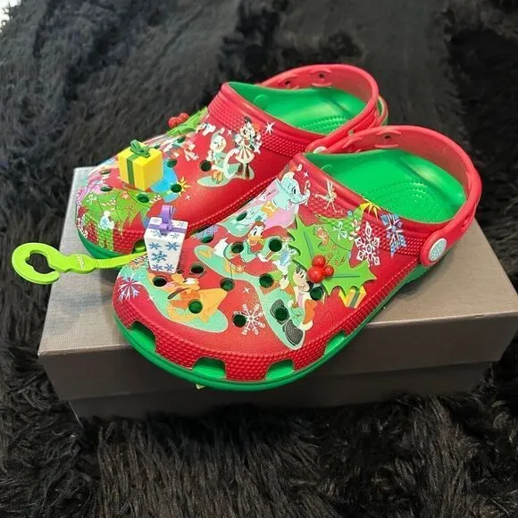 CROCS holidays Xmas Christmas Mickey and friends clogs mules sandals shoes new