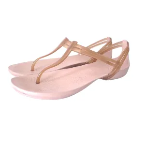 CROCS Isabella T-Strap Bronze Jelly Sandals Shoes Size 8