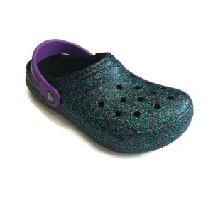 CROCS Kids Size J1 Classic Glitter Lined Clog K Lightweight Slip On Clogs Shoes