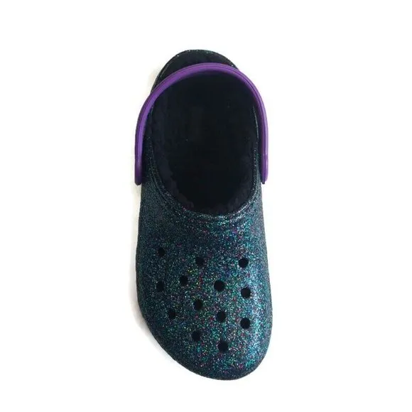 CROCS Kids Size J1 Classic Glitter Lined Clog K Lightweight Slip On Clogs Shoes