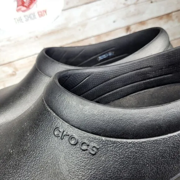 Crocs On The Clock Work Shoe Men's 12 Slip Resistant Clog Black Shoes