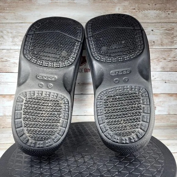 Crocs On The Clock Work Shoe Men's 12 Slip Resistant Clog Black Shoes