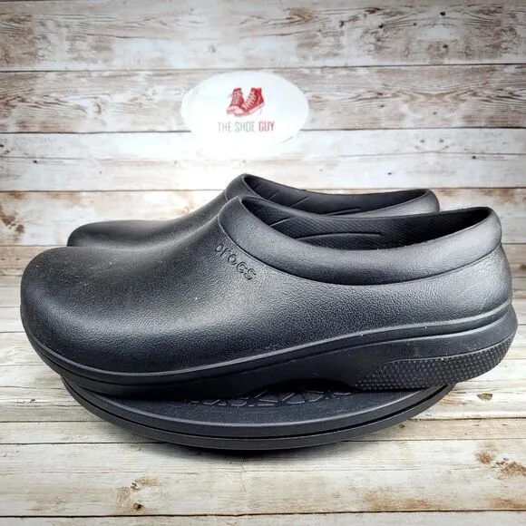 Crocs On The Clock Work Shoe Men's 12 Slip Resistant Clog Black Shoes