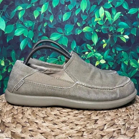 Crocs Santa Cruz canvas slip on sneakers grey
