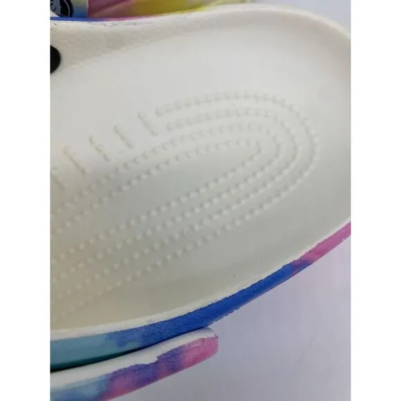 Crocs Shoes Unisex Men 10 Women 12 White Multi Classic Tie Dye Clogs Sandals NEW
