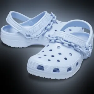 CROCS size 12 13 classic chain clogs mens slip on shoes with heel strap blue
