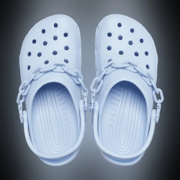 CROCS size 12 13 classic chain clogs mens slip on shoes with heel strap blue
