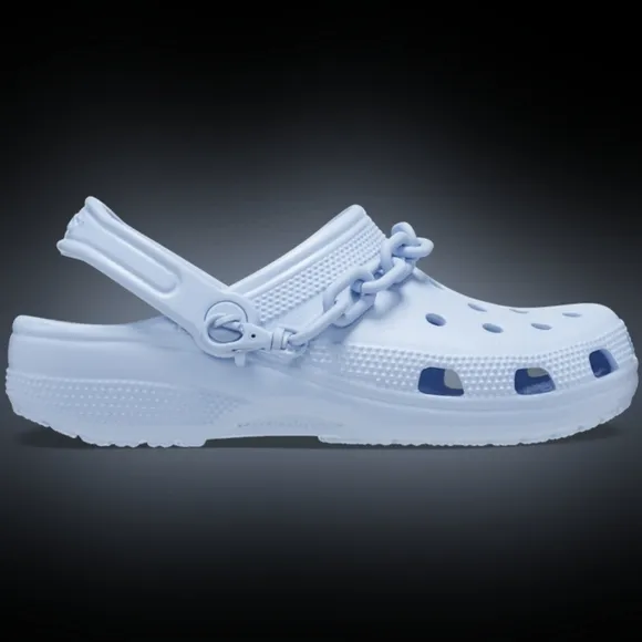 CROCS size 12 13 classic chain clogs mens slip on shoes with heel strap blue