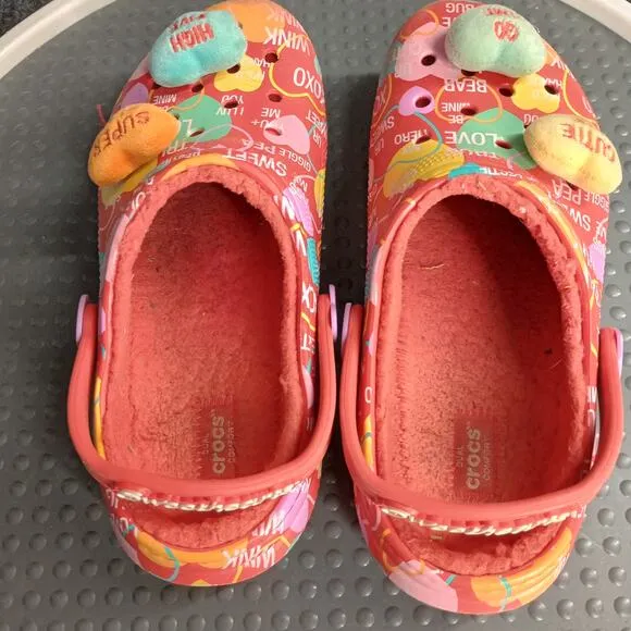 Crocs Sweethearts Valentines Junior Lined Sandals Red