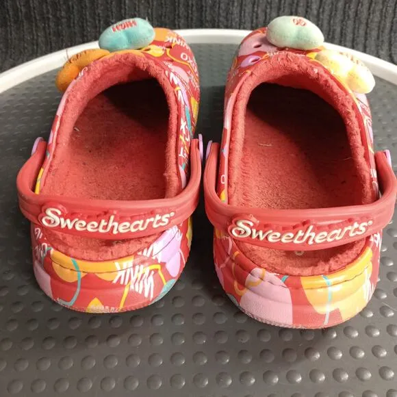 Crocs Sweethearts Valentines Junior Lined Sandals Red