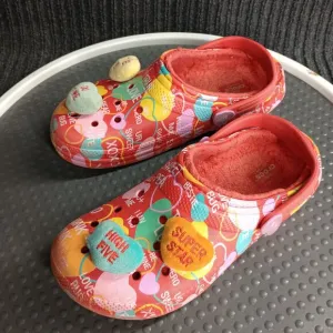 Crocs Sweethearts Valentines Junior Lined Sandals Red