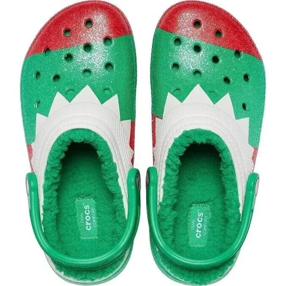 Crocs Unisex Classic Holiday Lined Clogs Fuzzy Slippers Mens 13 US New