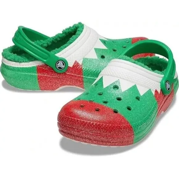 Crocs Unisex Classic Holiday Lined Clogs Fuzzy Slippers Mens 13 US New