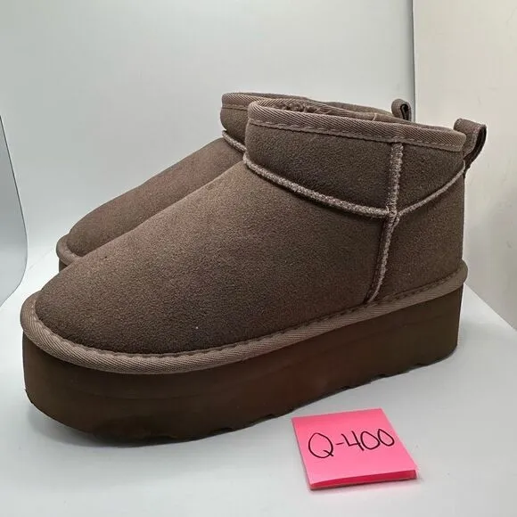 CUSHIONAIRE Women's Genuine Suede pull platform boot  Memory Foam 7.5 TAUPE